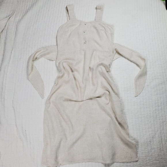 Paper Crane Linen Midi Oatmeal Tie Ivory - Picture 4 of 12